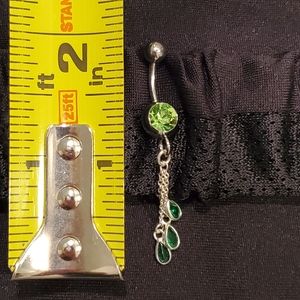 Belly/Naval Ring, Green Jewels 14 ga.